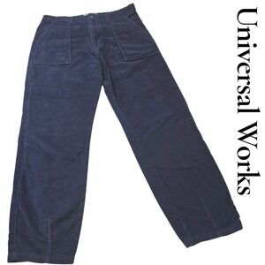 Universal Works Moleskin Fatigue Navy Soft Napped Cotton Pants Mens 34 Trousers